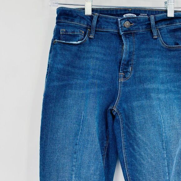 Old Navy Size 6 Medium Wash Raw Hem Rockstar Super Skinny Ankle Mid Rise Jeans - Picture 4 of 9